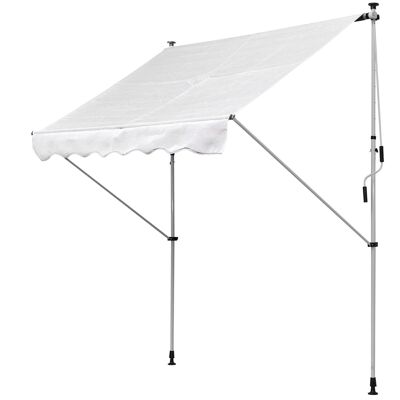 Manual retractable awning 2L x 1.5W x 1.7-2.8H m adjustable inclination quick installation metal aluminum polyester white