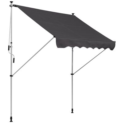 Manual retractable awning 2L x 1.5W x 1.7-2.8H m adjustable inclination quick installation metal aluminum polyester gray
