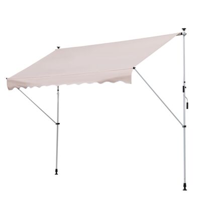 Tenda da sole retrattile manuale 3L x 1,5L m regolabile in inclinazione e altezza installazione rapida metallo alluminio poliestere anti UV beige