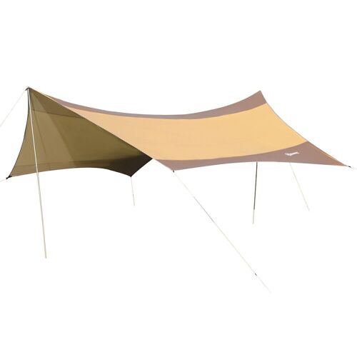 Bâche anti-pluie voile d'ombrage toile de camping 5,6L x 5,5l m polyester haute densité 210T imperméable marron doré