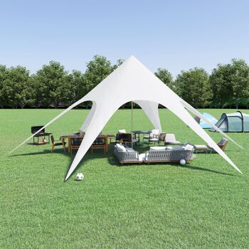 Tente de jardin XXL en étoile bâche anti-pluie voile d'ombrage toile de camping 10L x 10l x 4H m polyester haute densité 210D imperméable blanc 4