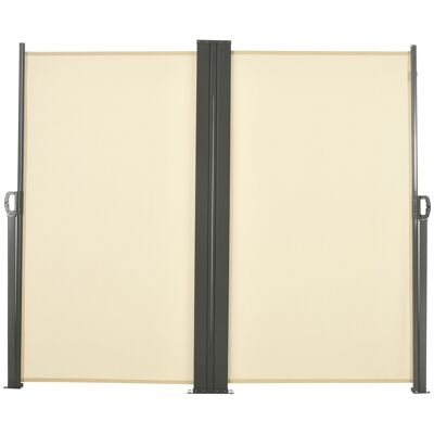 Double side awning privacy screen retractable screen dim. 6L x 1.60H m cream high density anti-UV polyester