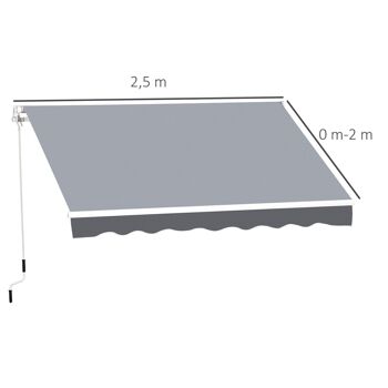 Store banne manuel rétractable dim. 2,5L x 2l (avancée) m  alu. polyester imperméabilisé haute densité gris 3