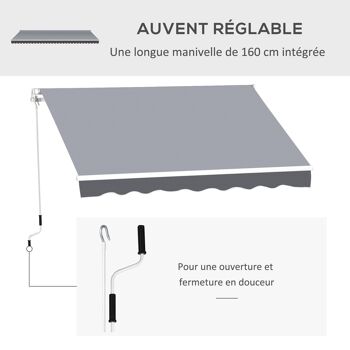 Store banne manuel rétractable dim. 2,5L x 2l (avancée) m  alu. polyester imperméabilisé haute densité gris 5