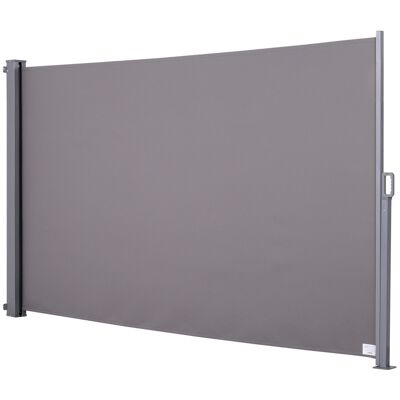 Side awning privacy screen retractable dim. 3W x 2H m alu. 280 g/m² high density anti-UV polyester gray