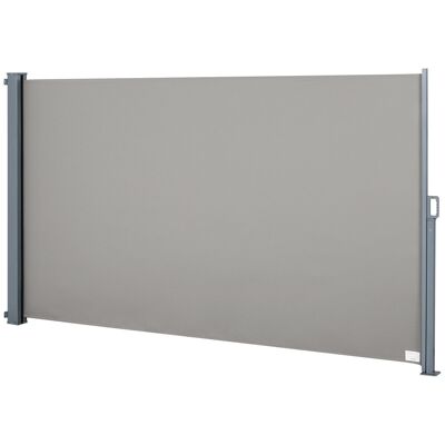 Retractable privacy screen side awning dim. 3W x 1.60H m alu. 280 g/m² high density anti-UV polyester gray