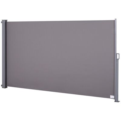 Side awning privacy screen retractable dim. 3W x 1.80H m alu. 280 g/m² high density anti-UV polyester gray