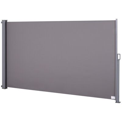 Store latéral brise-vue paravent rétractable dim. 3L x 1,80H m alu. polyester anti-UV haute densité 280 g/m² gris