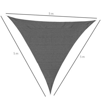 Voile d'ombrage triangulaire grande taille 5 x 5 x 5 m polyéthylène haute densité résistant aux UV gris 3