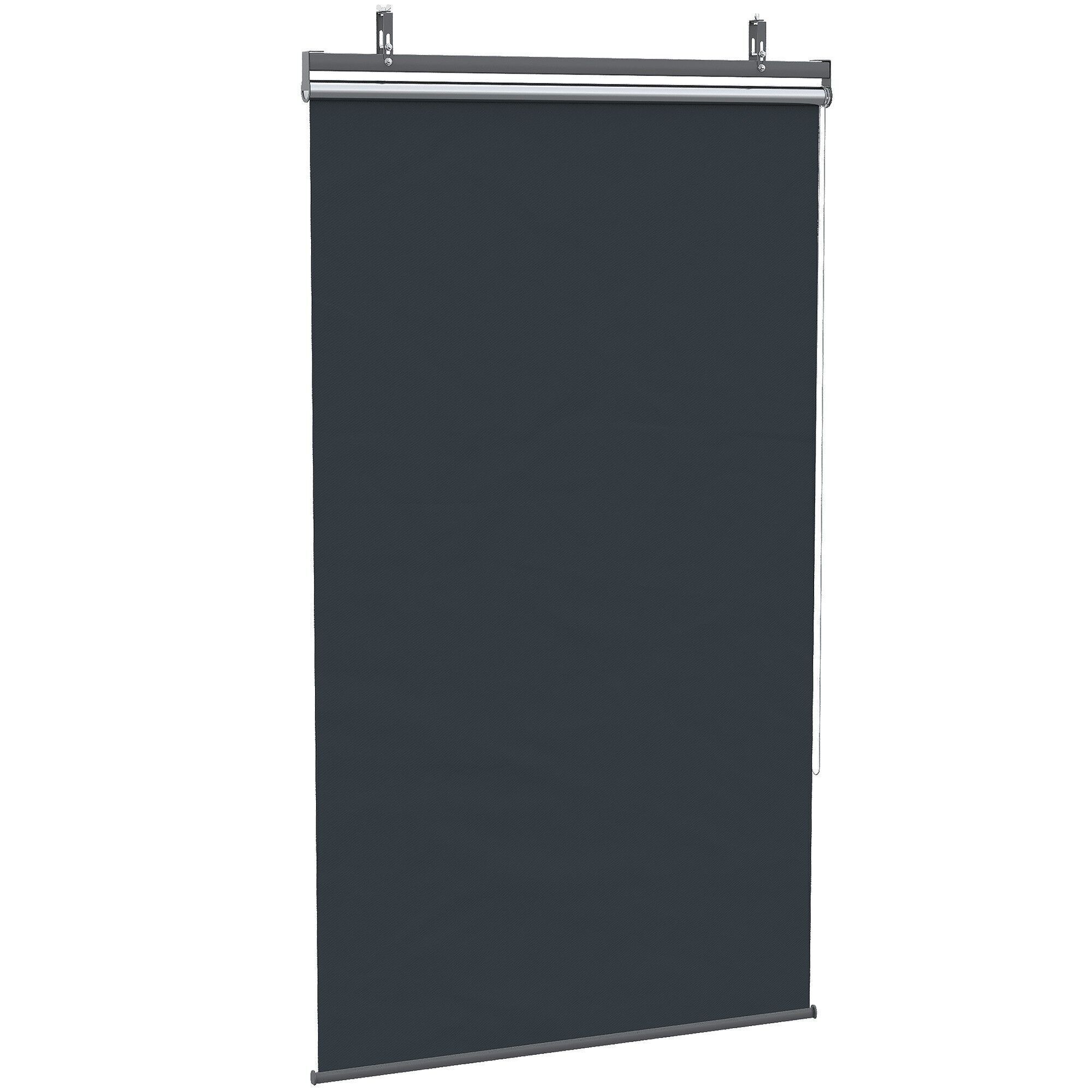 Tenda da sole verticale da esterno Tenda da sole a scomparsa manuale Dim. 124L x 5L x 222H cm installazione senza foratura alluminio. acciaio poliestere grigio