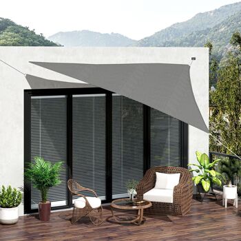 Voile d'ombrage triangulaire grande taille 3,6 x 3,6 x 3,6 m polyéthylène haute densité HDPE résistant aux UV gris 2