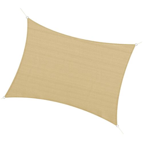 Voile d'ombrage rectangulaire grande taille 4 x 3 m polyéthylène haute densité HDPE résistant aux UV beige