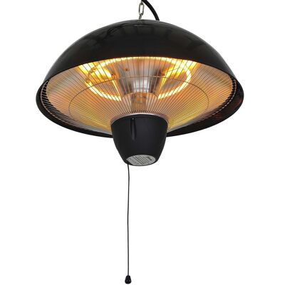 Riscaldatore radiante sospeso Outsunny riscaldatore a raggi infrarossi al quarzo 1500 W capacità 9 m² Dim. Ø 41 x 31H cm nero