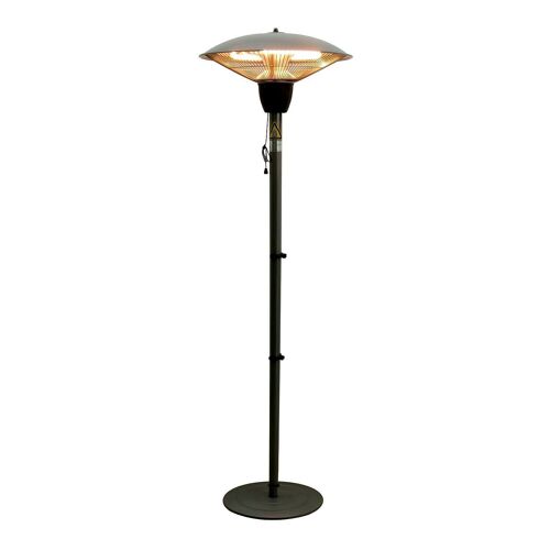 Outsunny Parasol chauffant infrarouge à quartz Ø 44 x 190 cm chauffage radiant sur pied 1500 W métal gris