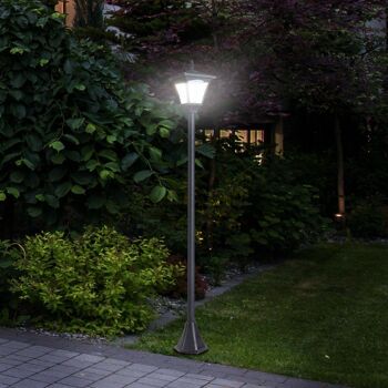 Outsunny Luminaire extérieur solaire lampadaire lanterne classique LED 10 Lm dim. 15L x 15l x 120H cm noir 2
