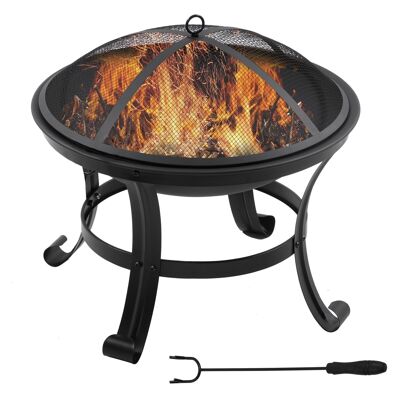 Fireball brazier fireplace outdoor fireplace Ø 55 x 50H cm charcoal grill black steel poker cover