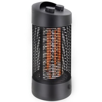 Freestanding electric infrared radiant outdoor heater 2 modes 600/1200 W stainless steel reflector. black