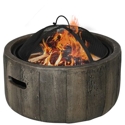 Fireplace design brazier outdoor fireplace dim. Ø 45.5 x 34H cm grill cover poker black metal MGO wood look