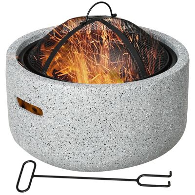 Fireplace design brazier outdoor fireplace dim. Ø 45 x 34H cm grill cover poker black metal MGO stone look
