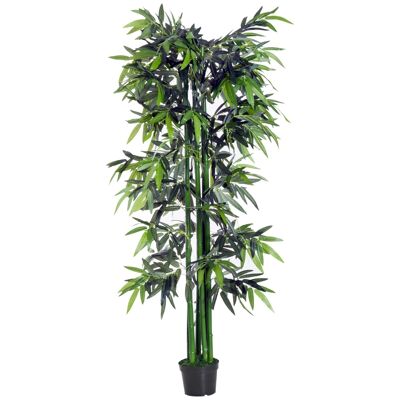 Bambù artificiale XXL 1,80 H m 1105 vaso di foglie dense realistico incluso nero verde