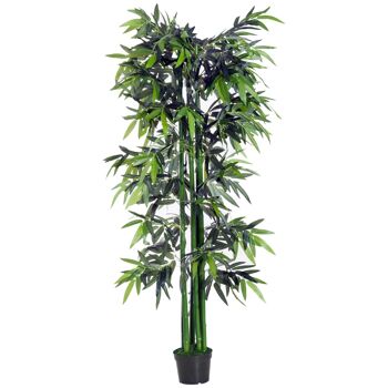Bambou artificiel XXL 1,80H m 1105 feuilles denses réalistes pot inclus noir vert 1