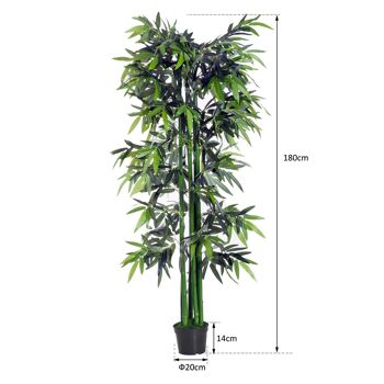 Bambou artificiel XXL 1,80H m 1105 feuilles denses réalistes pot inclus noir vert 3