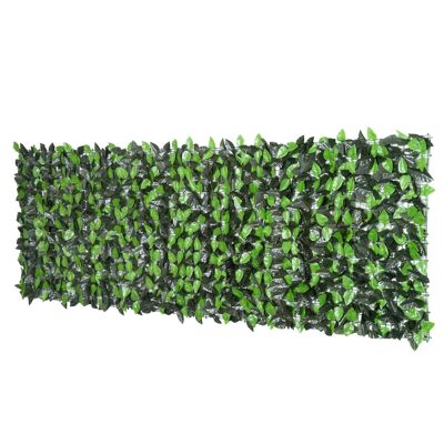 Künstliche Lorbeerblätterhecke – ausziehbares Rankgitter – Sichtschutz aus Pflanzenrohr mit realistischem Laub, Abmessung 3 L x 1 H m, grünes, UV-beständiges PE