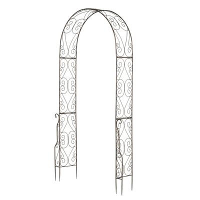 Arco de jardín estilo rosetón de hierro forjado dim.120L x 30W x 226H cm metal epoxi negro cobre envejecido