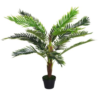 Outsunny Palma artificiale altezza 123 cm decorazione albero artificiale vaso in filo di plastica incluso verde