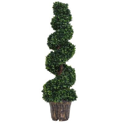 Topiaria artificiale in legno di bosso a forma di spirale Dim. Ø 32 x 120H cm verde