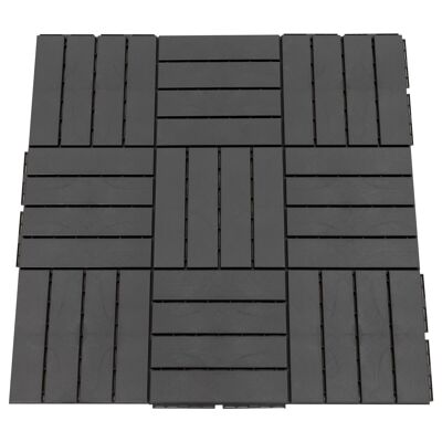Gitterroste - Terrassenplatten - 9er-Set - ineinandergreifend, sehr einfache Montage - kleine Kunststoff-Verbundfliesen im schwarzen Holzimitat