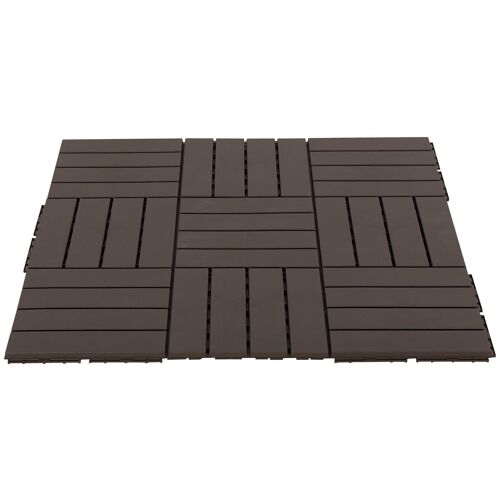 Caillebotis - dalles terrasse - lot de  9 - emboîtables, installation très simple - petits carreaux composite plastique imitation bois chocolat