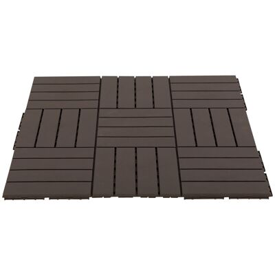 Griglie - lastre per terrazze - set da 9 - incastro, installazione molto semplice - piccole piastrelle in plastica composita imitazione legno di cioccolato