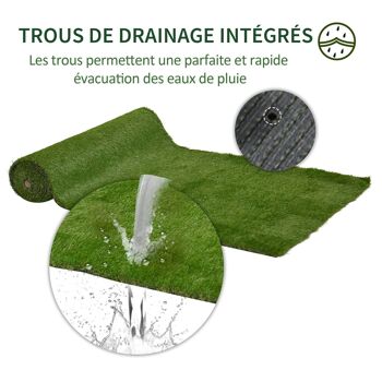 Gazon synthétique artificiel moquette extérieure dim. 4L x 1l m herbes hautes denses vert 5