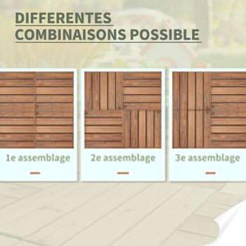 Dalles terrasse - caillebotis - lot de 27 pcs, surface max. 2,5 m²- emboîtables, installation très simple - carreaux bois sapin teinté 4