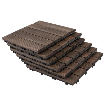 Losas de terraza - rejilla - lote de 27 piezas, máx. 2,5 m² - encajable, instalación muy sencilla - baldosas de madera de abeto teñidas de negro