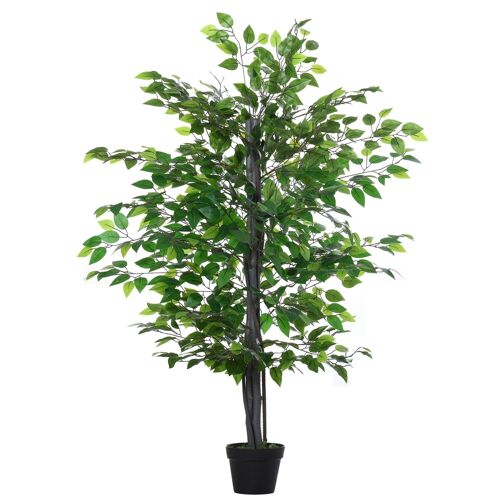 Outsunny Arbre artificiel plante artificiel banyan hauteur 1,45 m tronc branches liane lichen feuilles grand réalisme pot inclus