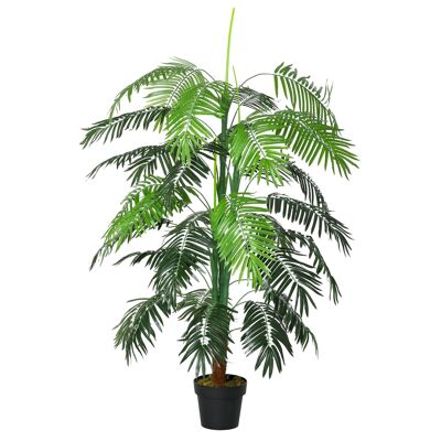 Outsunny Artificial Palm Tree 1.7m Tall Artificial Tree Trunk Branches Lichen Large Leaves Large Realism Pot Included
