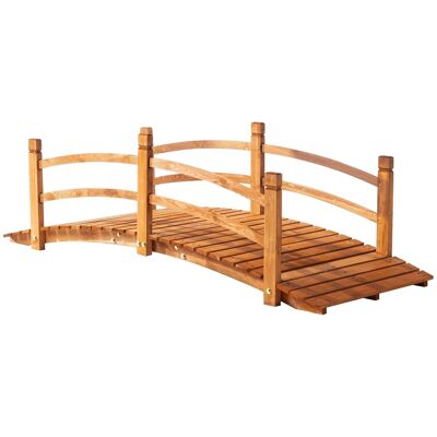 Puente de jardín - puente de estanque - pasarela de madera con balaustrada - Dim. 185L x 72W x 58H cm - madera de abeto preaceitada