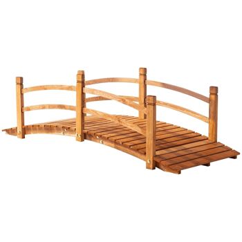 Pont de jardin - pont de bassin - passerelle en bois avec balustrade - dim. 185L x 72l x 58H cm - bois de sapin pré-huilé 1