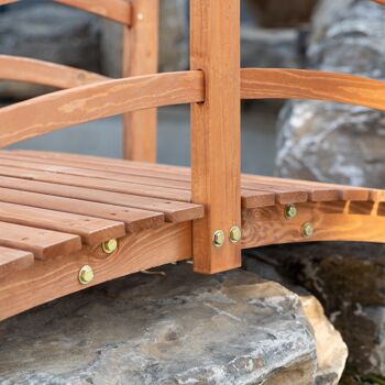 Pont de jardin - pont de bassin - passerelle en bois avec balustrade - dim. 185L x 72l x 58H cm - bois de sapin pré-huilé 5