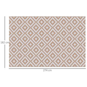 Tapis extérieur style graphique - tapis réversible 2 motifs - dim. 2,74L x 1,82l m, ép. 3 mm - PP haute densité 310 g/m² 2