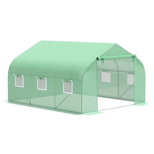 Serre tunnel de jardin 3,5 x 3 x 2 m grande taille 6 fenêtres vert