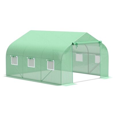 Garden tunnel greenhouse 3.5 x 3 x 2 m large size 6 windows green