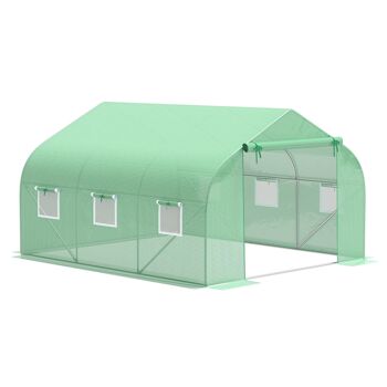 Serre tunnel de jardin 3,5 x 3 x 2 m grande taille 6 fenêtres vert 1