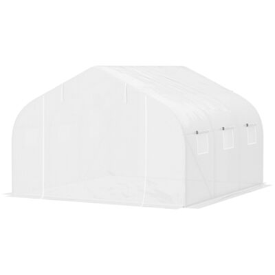 Serre tunnel de jardin 3,5 x 3 x 2 m grande taille 6 fenêtres blanc