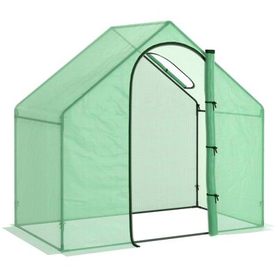 Invernadero de jardín balcón terraza invernadero para tomates 1.8L x 1W x 1.68H m PE acero impermeable transparente verde