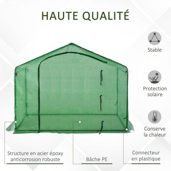 Serre de jardin balcon terrasse serre pour tomates 1,8L x 1l x 1,68H m acier PE imperméable transparent vert 5