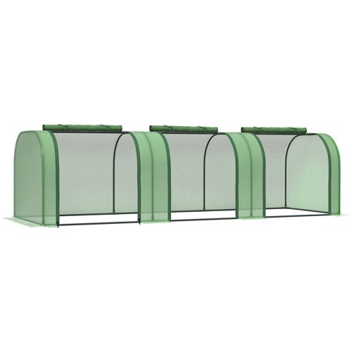 Mini serre de jardin serre à tomates 2,95L x 1l x 0,8H m acier PE haute densité 140 g/m² anti-UV 3 fenêtres zip enroulables vert