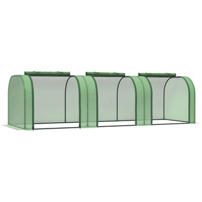 Mini-Gartengewächshaus, Tomatengewächshaus, 2,95 L x 1 B x 0,8 H m, hochdichter PE-Stahl, 140 g/m², UV-beständig, 3 aufrollbare Reißverschlussfenster, grün
